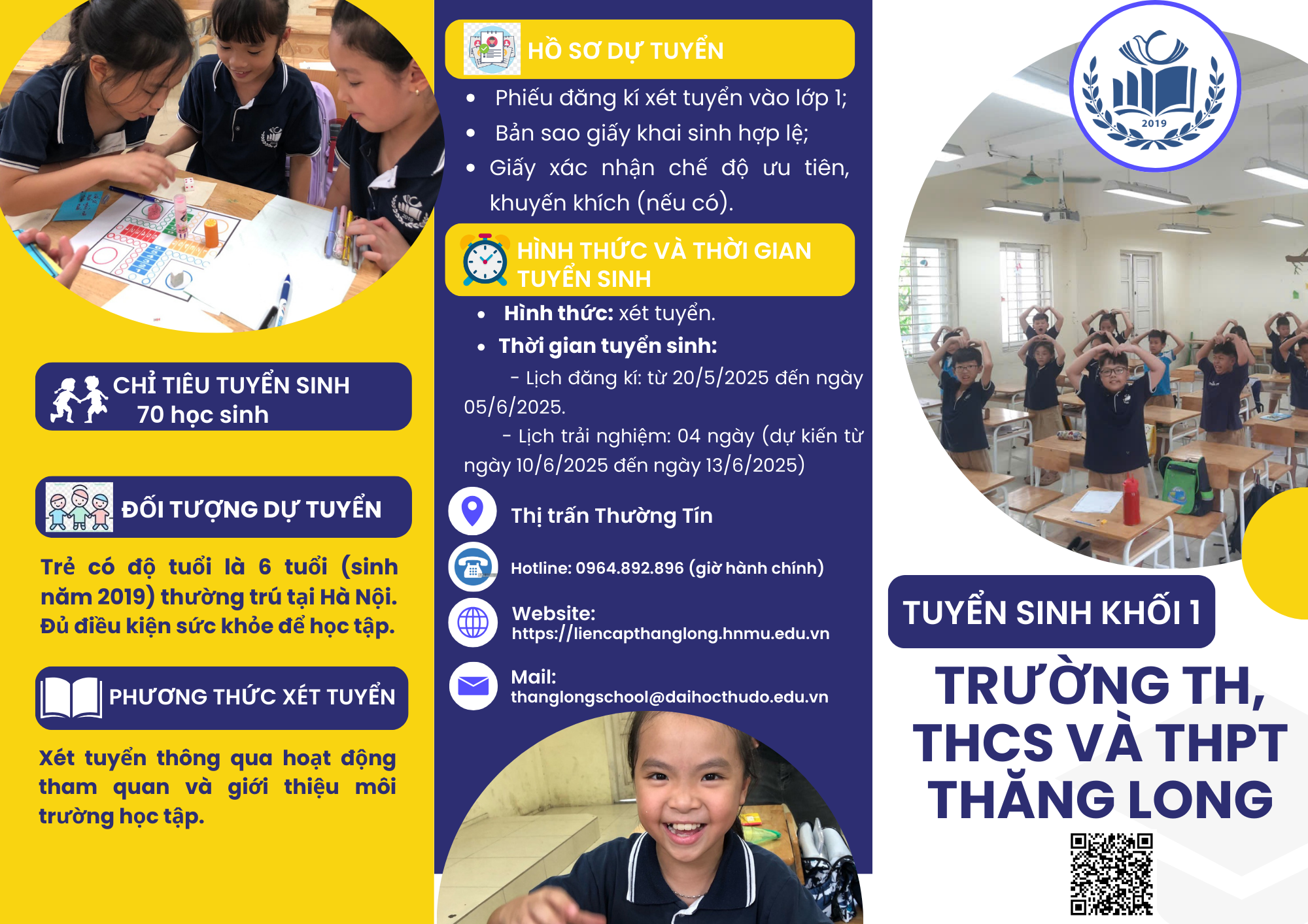Thông tin tuyển sinh lớp 1, năm học 2025-2026