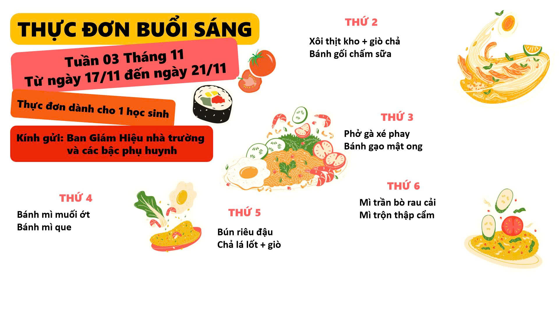 Thực đơn tuần 3, tháng 11