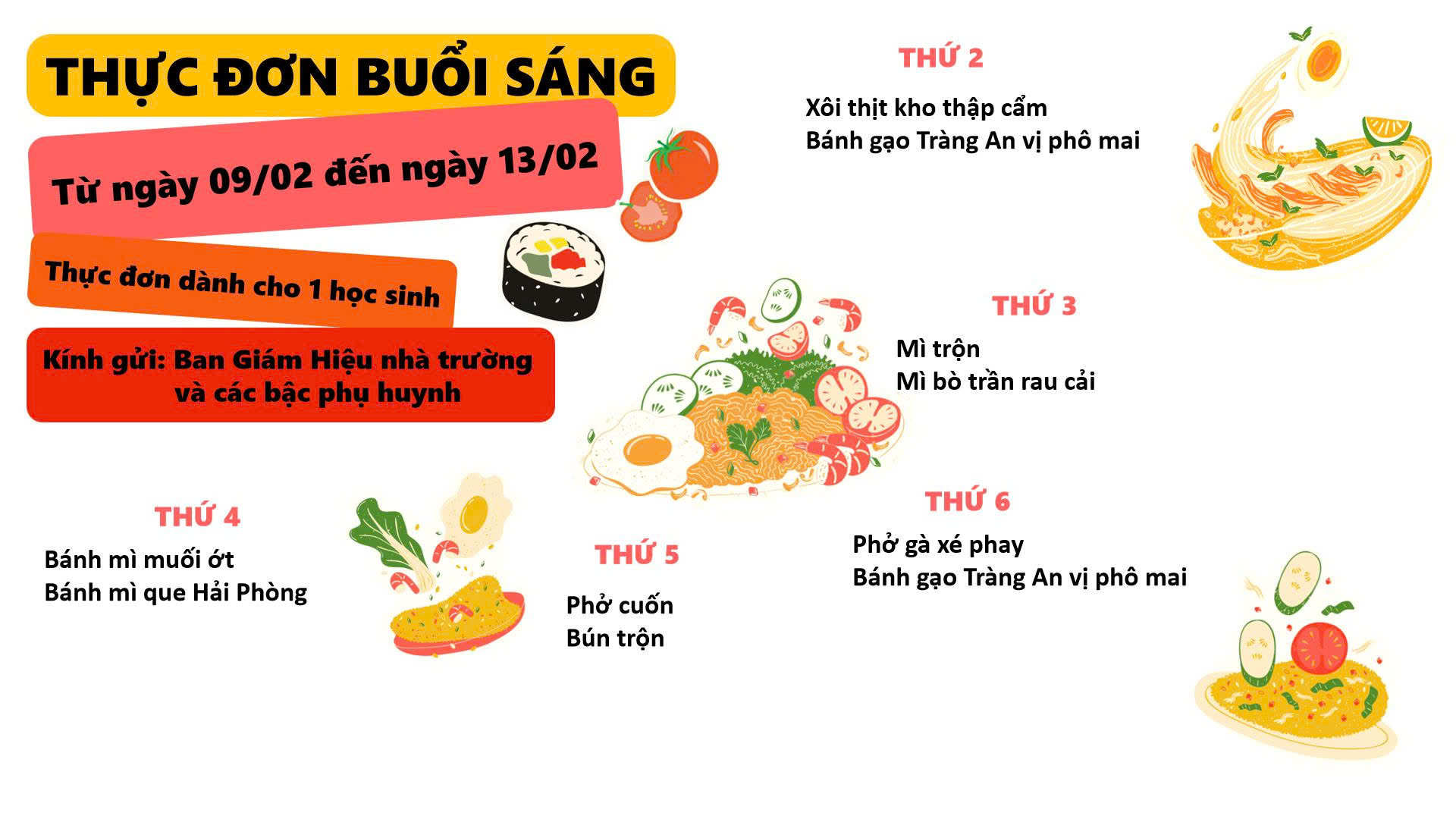 Thực đơn tuần 2 tháng 2