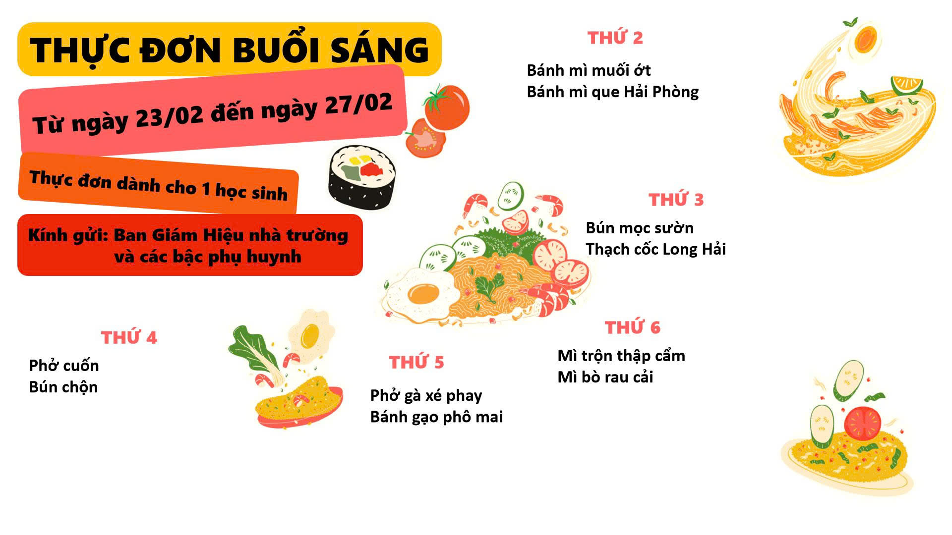 Thực đơn tuần 3 tháng 2