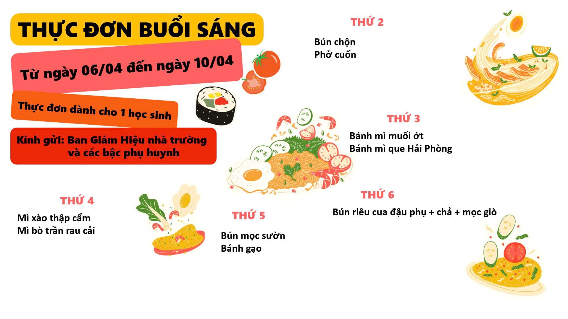 Thực đơn tuần 2, tháng 4