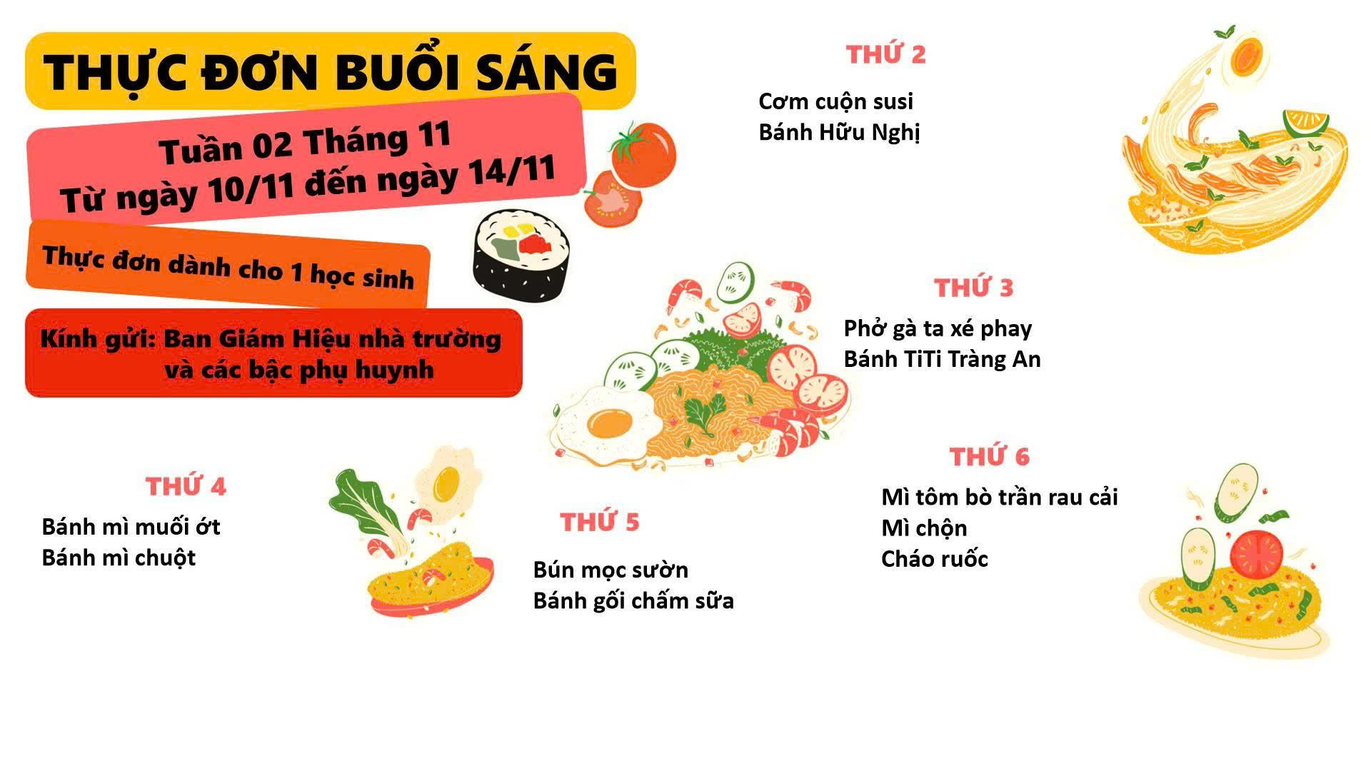 Thực đơn tuần 2, tháng 11