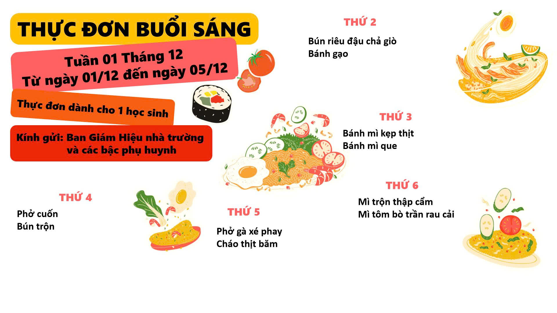 THỰC ĐƠN TUẦN 1 THÁNG 12 - 2025