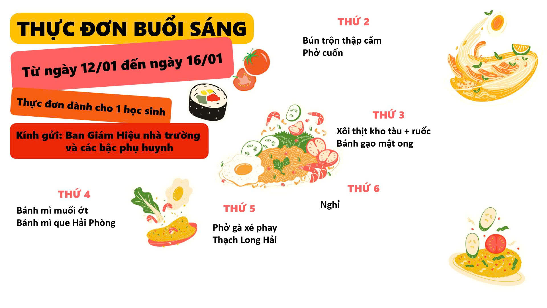 Thực đơn tuần 2 tháng 1