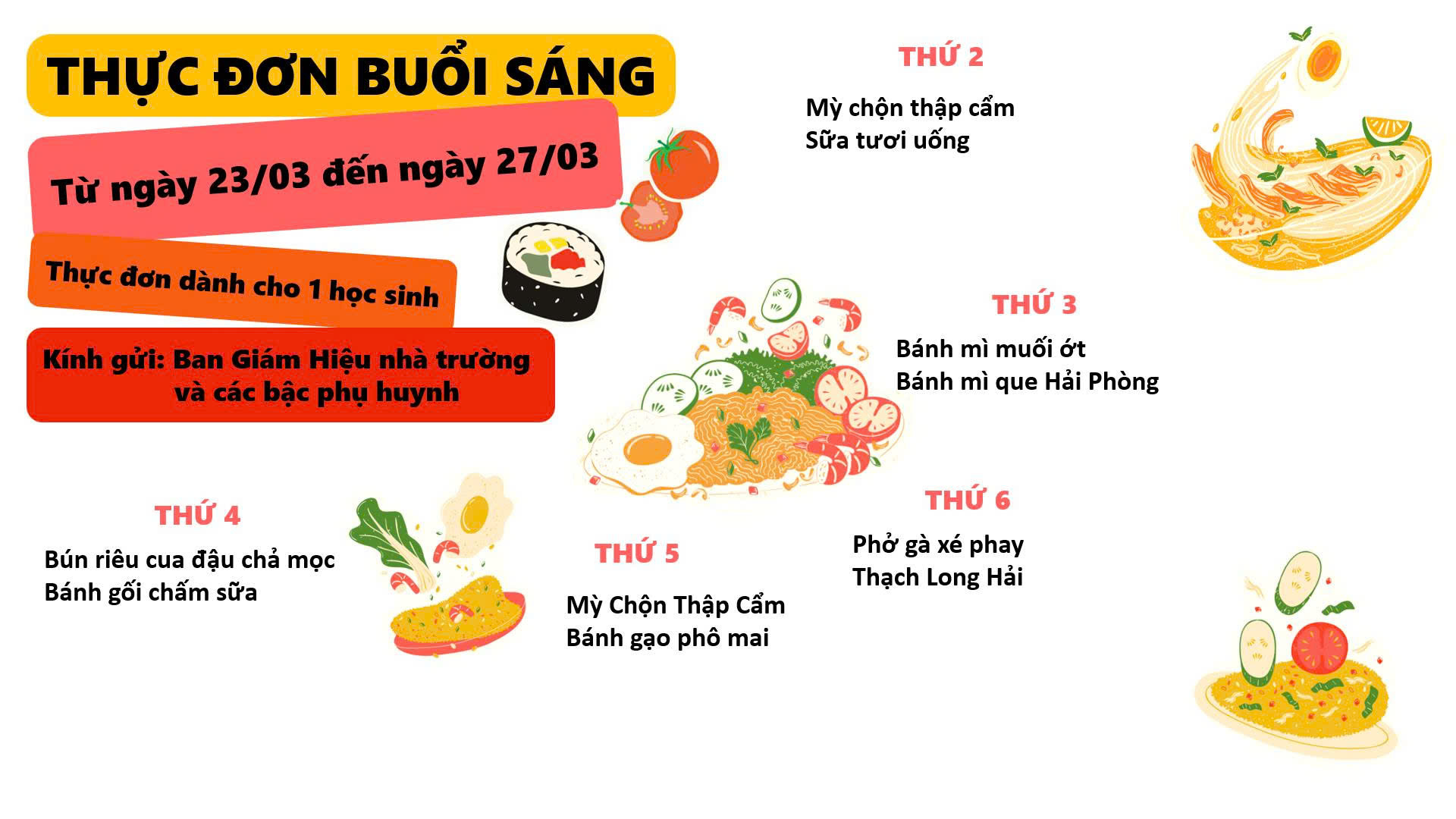 Thực đơn tuần 4 tháng 3
